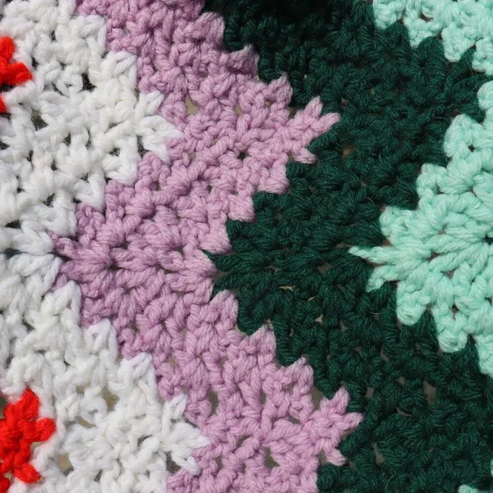 Handmade Crochet Chevron Afghan Throw 62x36 Colorful‎ Boho Cottagecore